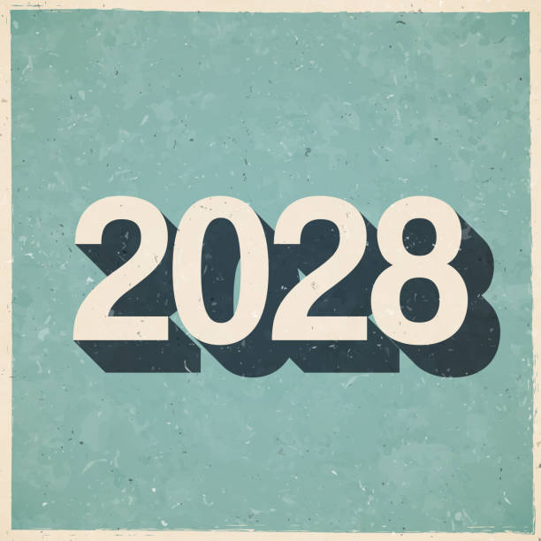 istock 2028 - Two thousand twenty-eight. Icon in retro vintage style - Old textured paper 1527535131