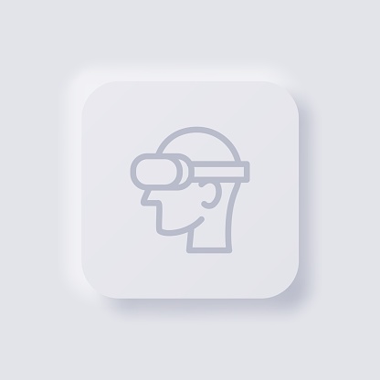 VR Glasses Wearer Icon, White Neumorphism soft UI Design for Web design, Application UI and more, Button, Vector.