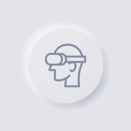 VR Glasses Wearer Icon, White Neumorphism soft UI Design for Web design, Application UI and more, Button, Vector.