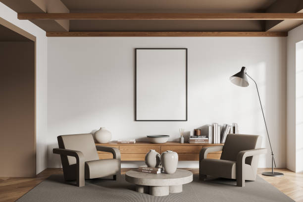 istock White living room with armchairs and poster 1527626809