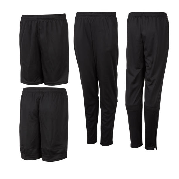 istock sports pants front and back cut out, isolated white background with clipping path 1527626831