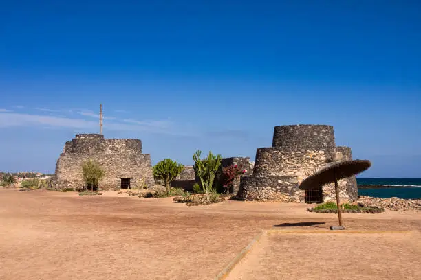 Photo of Historic fortress complex on the beach promenade of Caleta de Fuste, Fuerteventura, Canary Islands, Spain, Europe