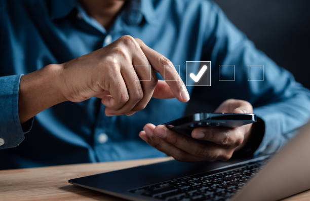 istock Checklist Quality Standards with Quality Assurance improvement. Standardization, certification. Compliance to regulations service and standards. 1527668150