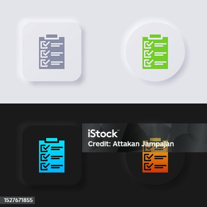 istock Checklist form icon set, Multicolor neumorphism button soft UI Design for Web design, Application UI and more, Button, Vector. 1527671855