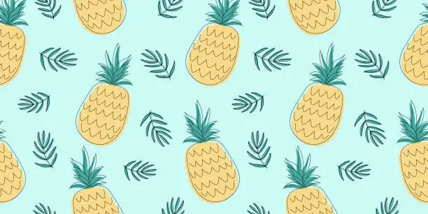 Vector illustration of Tropical ananas vector seamless pattern.