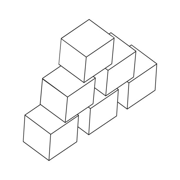 ilustraciones, imágenes clip art, dibujos animados e iconos de stock de icono de cuadro de bloques apilados vectorial - cube block red three dimensional shape