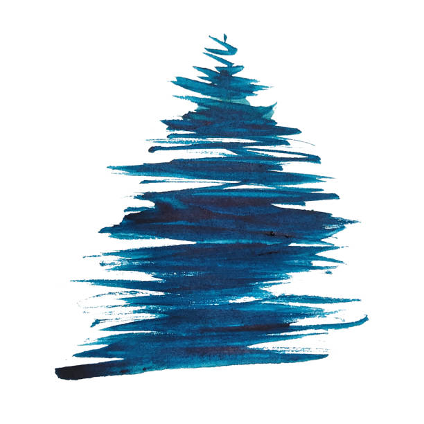 istock Watercolor christmas tree in snou isolated on white background hand draw. Art for design new year invitation. Winter tree nature illustration 1527685832