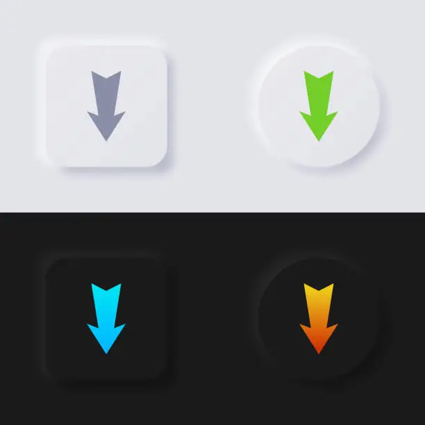 Vector illustration of Download button, Arrow Icon set, Multicolor neumorphism button soft UI Design for Web design, Application UI and more, Button, Vector.