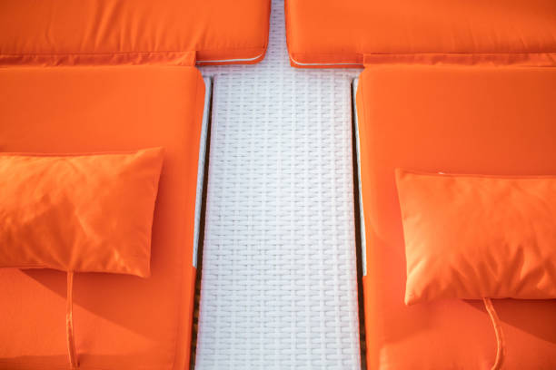 orange beach bed stock photo