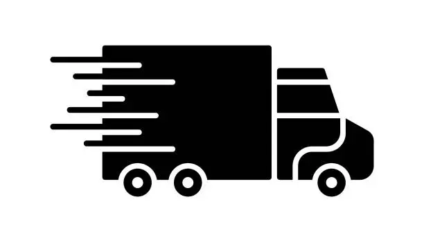 Vector illustration of Truck Delivery Black Line & Fill Vector Icon