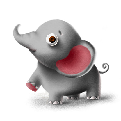 3d cute toy elephant character digital illustration