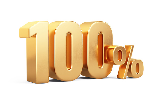 3d render Metallic 10 percent sign sitting on white background (Object + Shadow Clipping Path)