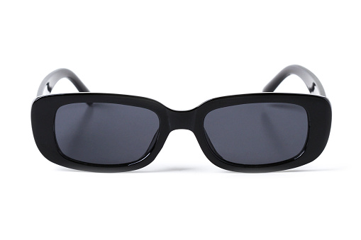 Black sunglasses closeup isolated on white background