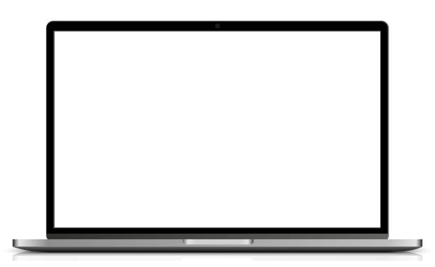 moderní maketa notebooku s prázdným bílým monitorem - stock vektor - notebook stock ilustrace