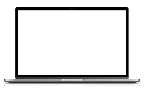 nowoczesna makieta laptopa z pustym białym monitorem - grafika wektorowa - laptop stock illustrations
