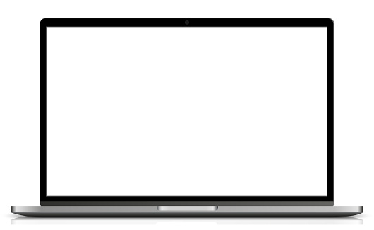 Modern laptop mockup with empty white monitor - stock vector