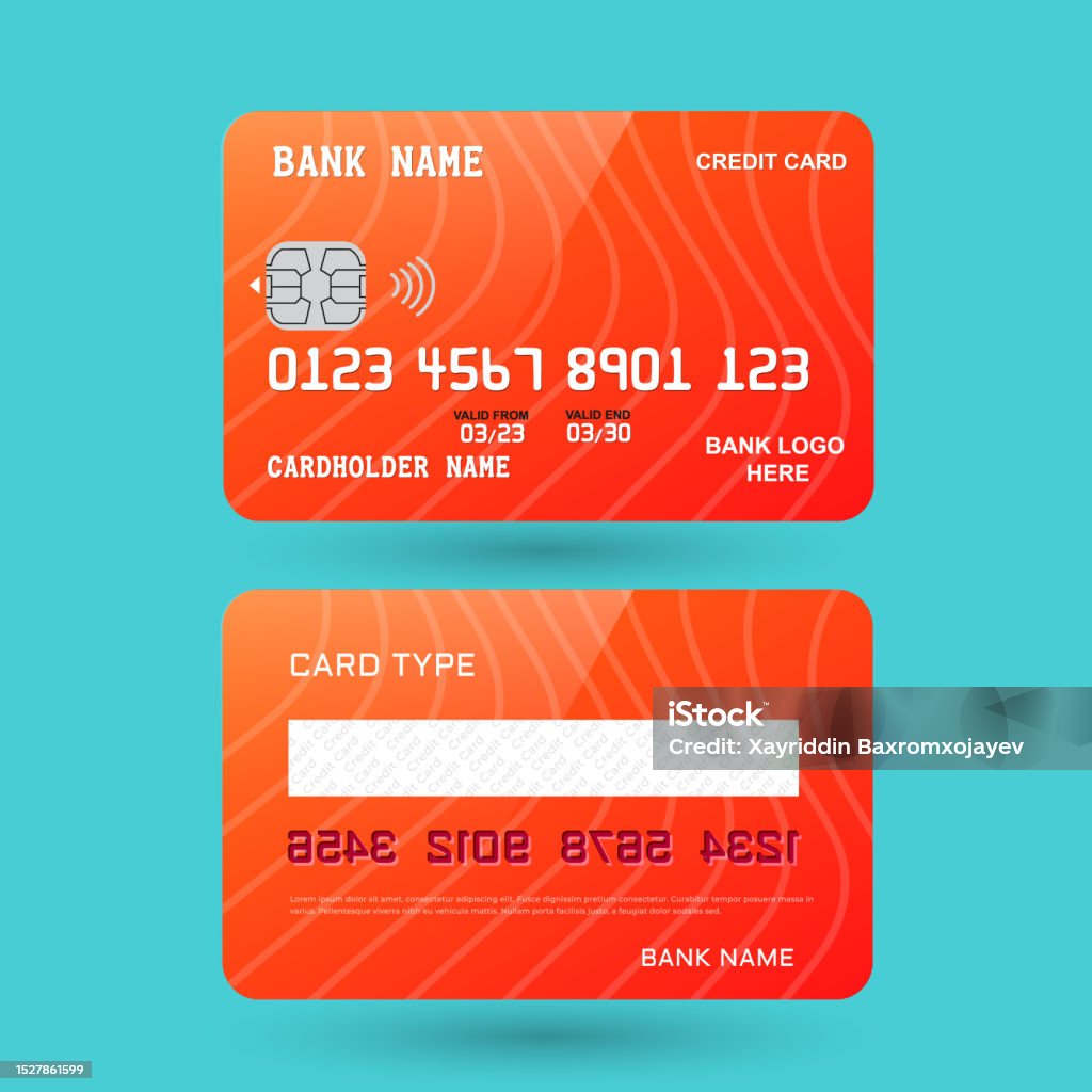 Card Inc. Front Realistic Vector Credit Card Front And Back Side Stock Illustration ...