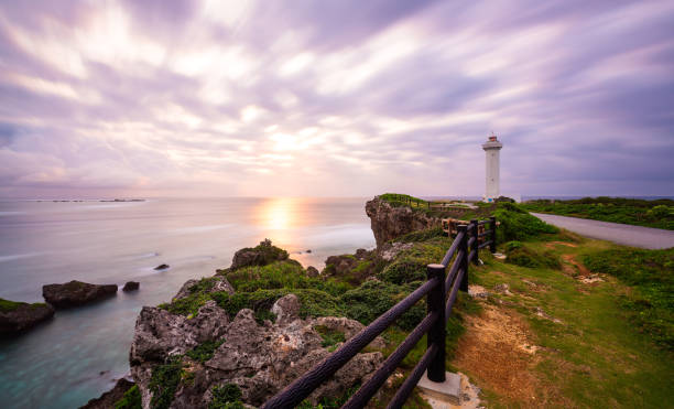 Lighthouse on Miyako island at sunset