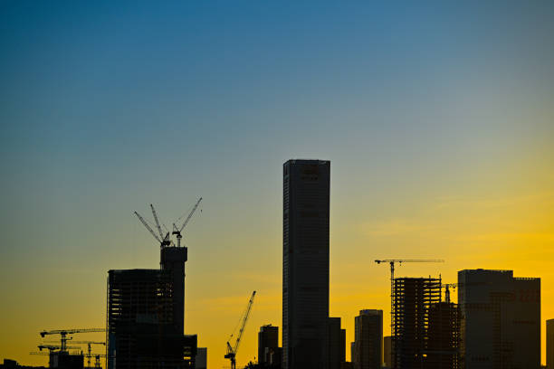 Seaside Sunset and Buildings