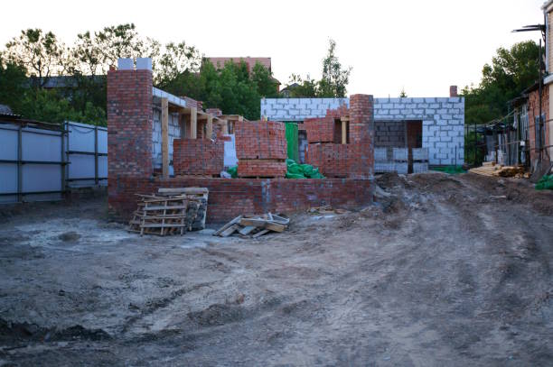 istock Construction of a brick house. Building materials. 1527955796