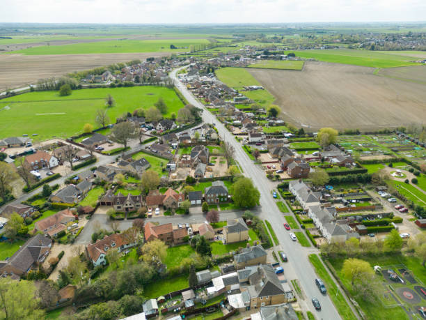 Drone view of a typical English village.
