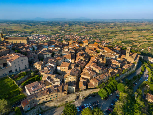 istock Cortona Tuscan town from drone 1528006351