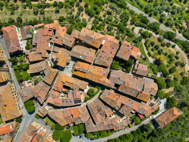 istock Castelmuzio Tuscan town from drone 1528006359