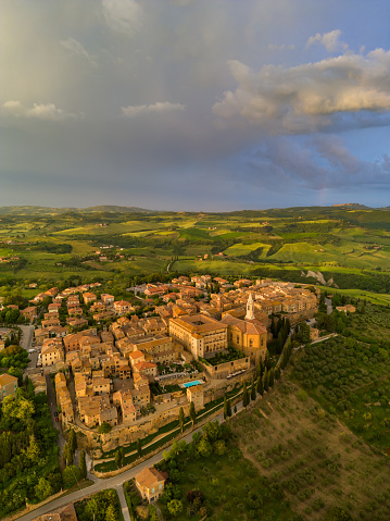 Historic town of Assisi in beautiful golden morning light, Umbria, Italy