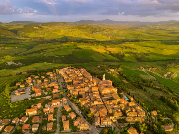 istock Pienza Tuscan town from drone 1528014294