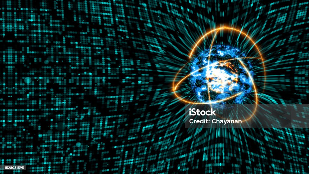Core Computer Animated Quantum Light Blue Core And Futuristic Computer Animation Abstract ...
