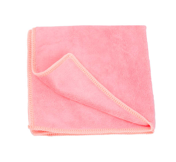 istock The Pink Microfiber Towel isolated on white background, Save clipping path. 1528039142