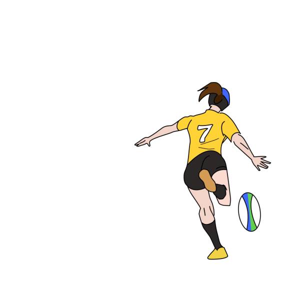 kobieta kopiąca piłkę do rugby - girl power powiedzenie angielskie ilustracje stock illustrations