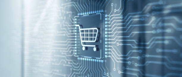 istock Businessman touching e-commerce button on a virtual interface. Cart online shopping 1528195526