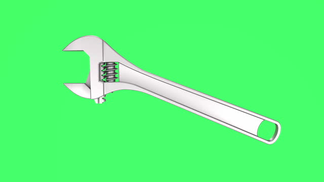 Wrench animated on a green screen background