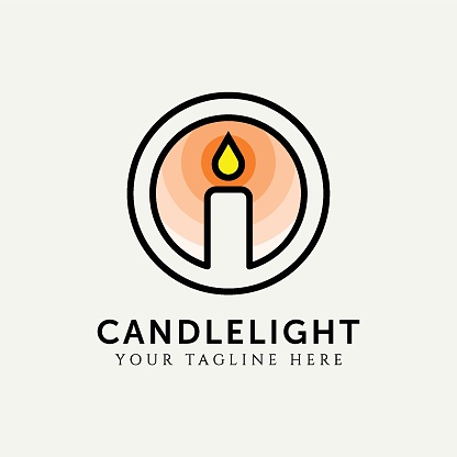 candle light line art logo template vector illustration design. simple modern spa logo concept