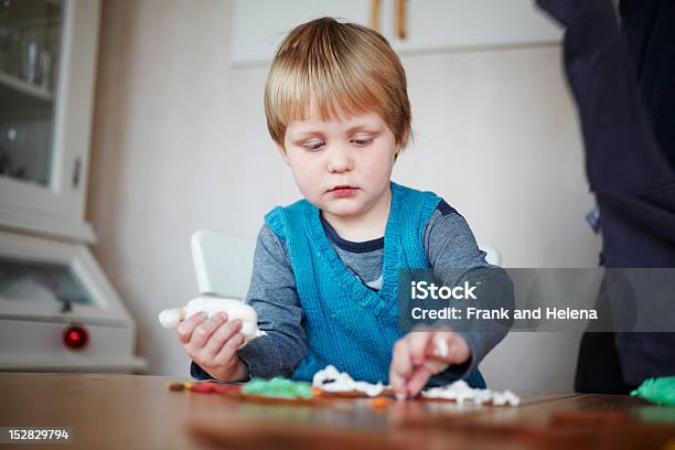 Girl Decorating Gingerbread Cookies Stock Photo - Download Image Now - 2-3 Years, Blond Hair, Boys
