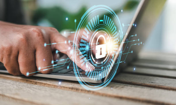 istock use fingerprint to access your business. that tech is protect your data and security. padlock hud. 1528355112