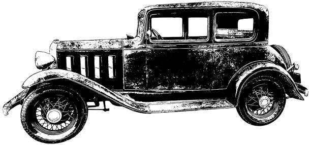 illustration of a vintage style automobile sedan from circa 1930s