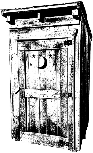 Sketch of old wooden outhouse