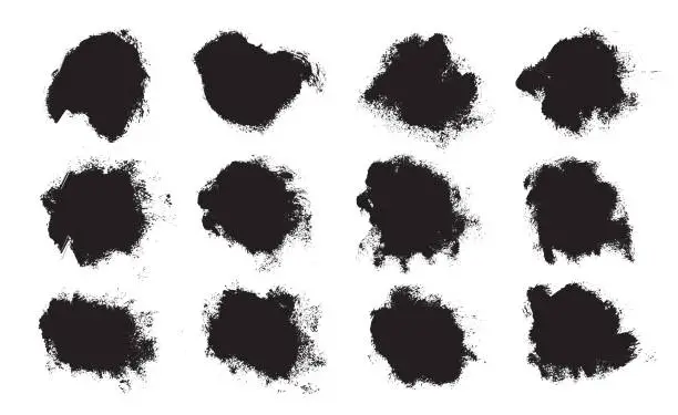 Vector illustration of Black paint brush strokes isolated on white background. Paintbrush set template. Grunge texture effect. Graphic design elements grungy painted style concept for banner, flyer, cover, brochure, etc