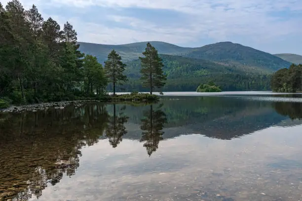 Photo of View over a tranquil Loch near Aviemore, Scotland, Loch An Eilein