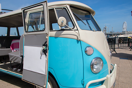 Scheveningen beach, the Netherlands - May 22, 2022: VW kombi camper wagen at Aircooled classic car show