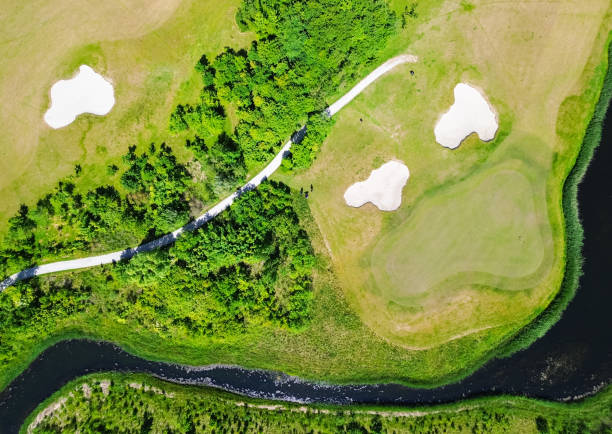 istock Aerial view of a golf course 1528579356