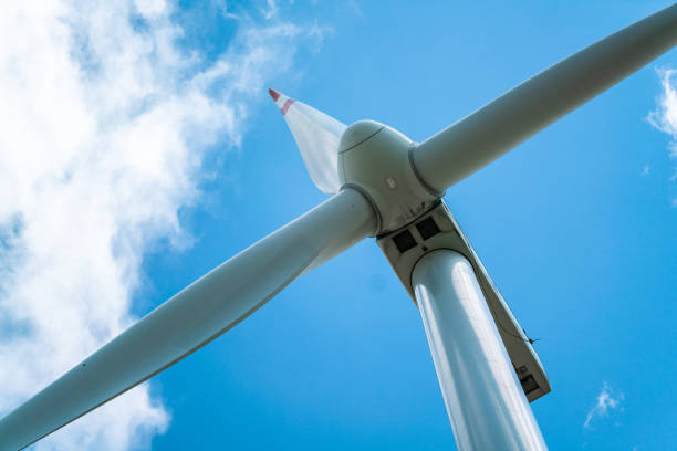 Free Stock Photo of Close Up of a Wind Turbine Against a Blue Sky ...