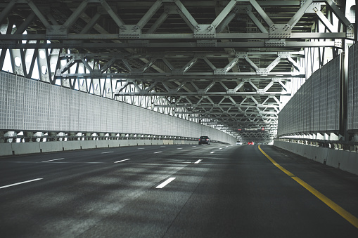 road floor with city overpass viaduct bridge