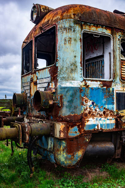 istock Old rusty electric train abandoned on unused siding 1528694417