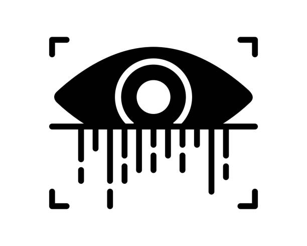 ikona retina scan black line & fill vector - sensory perception eyeball human eye eyesight stock illustrations