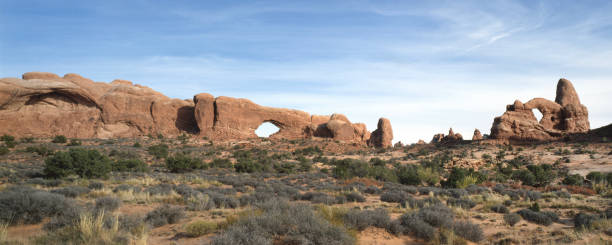 North Window and Turret Arch, Arches National Park, Utah stock photo