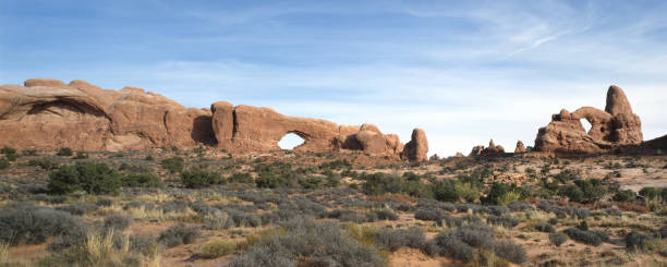 North Window and Turret Arch, Arches National Park, Utah - fotografia de stock