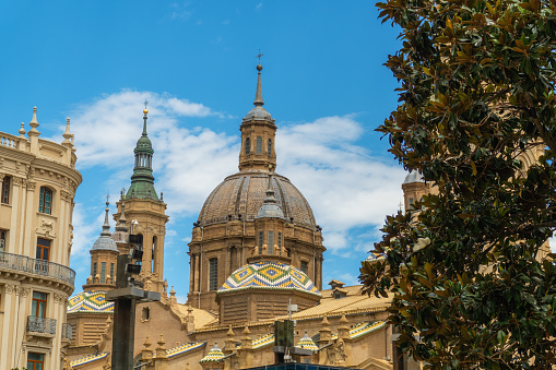 National Palace (Palau Nacional) on Montjuic hill, Barcelona, Spain  in the evening